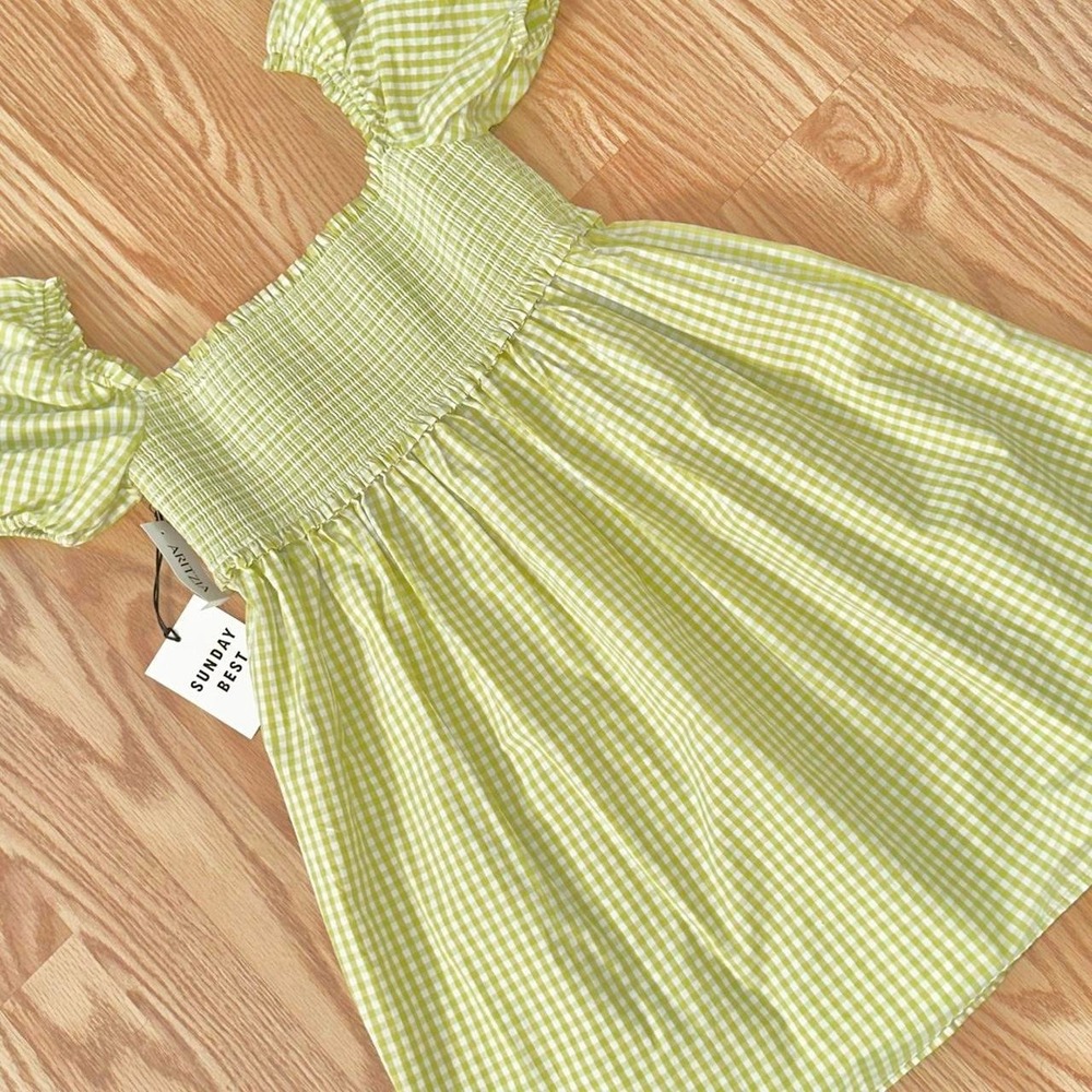 Aritzia Sunday Best Hadley Dress Green Gingham Check Women's Small